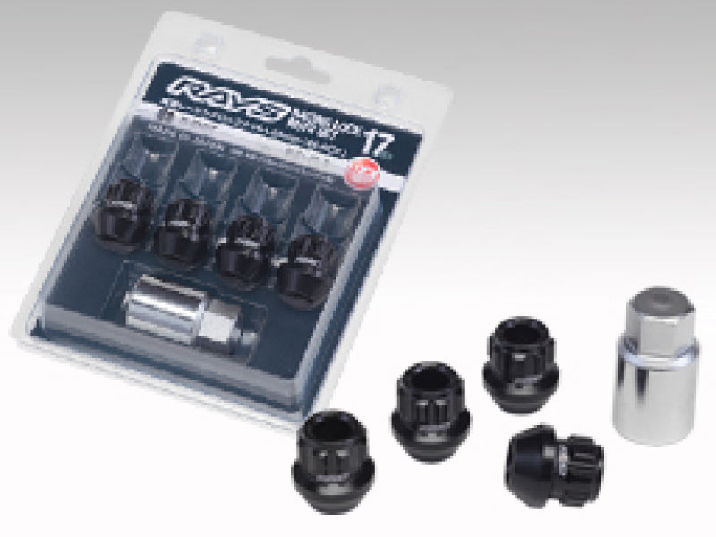 Rays 17 Hex Racing Nut Set L25 Short Type 12x1.25 - Black Chromate (16 Pieces)-thumbmail-2