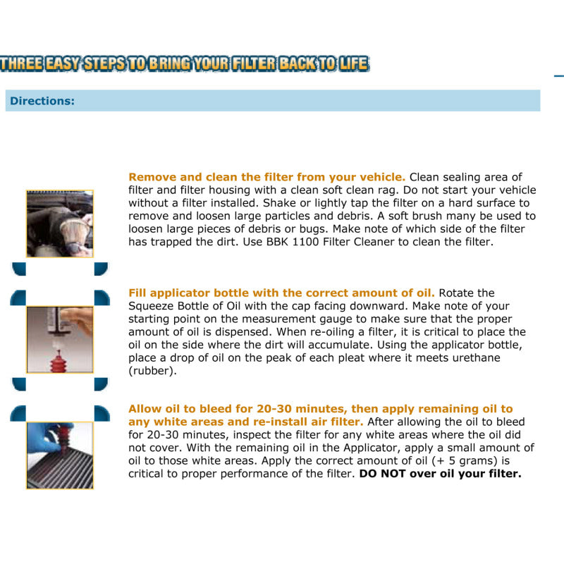 BBK BBK Cold Air Filter Restore Cleaner And Re-Oil Kit-thumbmail-8