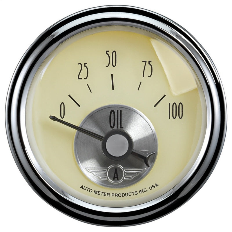 Autometer Prestige Series 2-1/16in 100 PSI Oil Presse Gauge (Antique Ivory)-thumbmail-1