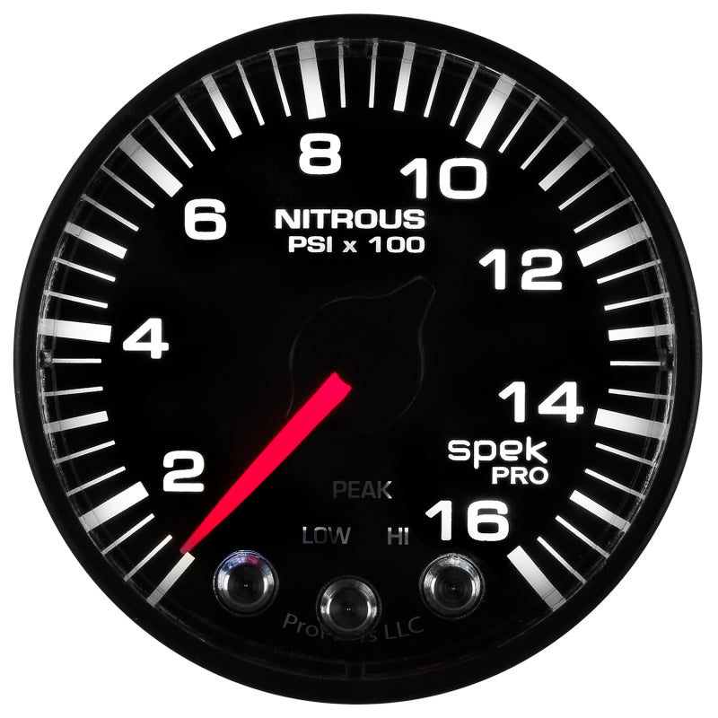 Autometer Spek-Pro Gauge Nitrous Press 2 1/16in 1600psi Stepper Motor W/Peak & Warn Blk/Blk-thumbmail-6