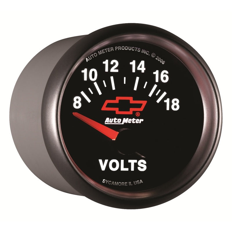 Autometer GM Bowtie Black 2-1/16 Voltmeter 8-18V-thumbmail-3