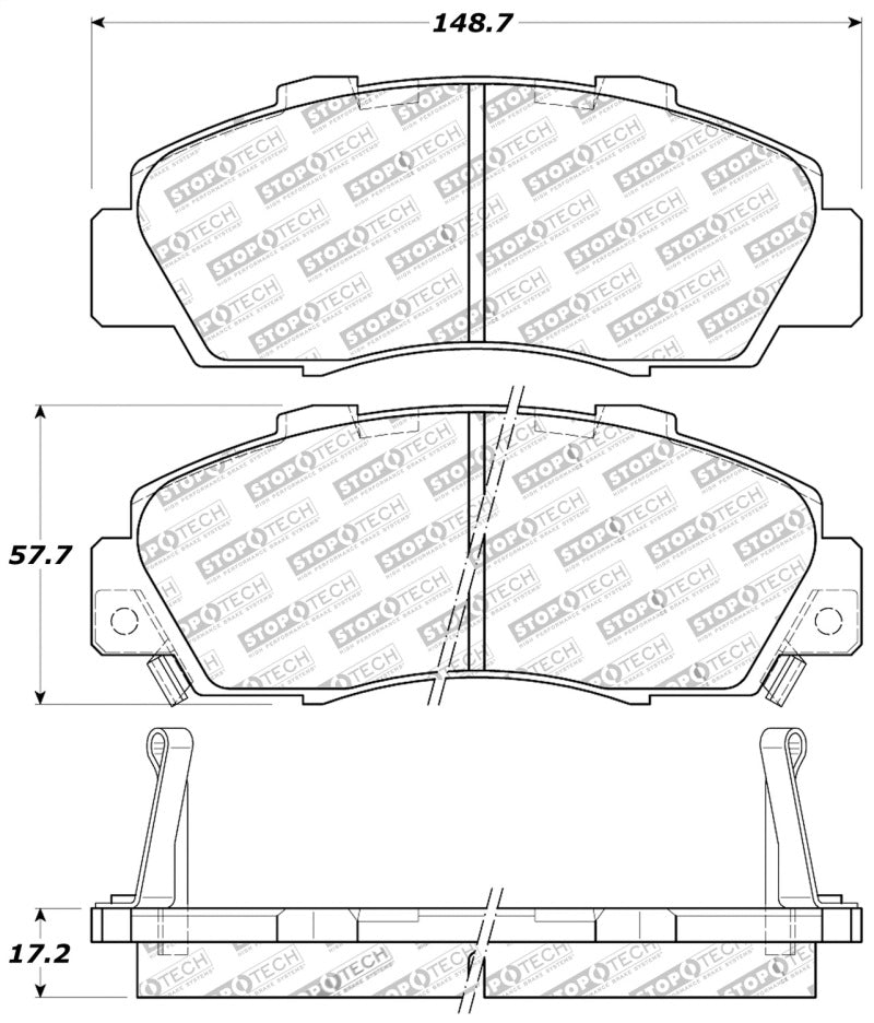 StopTech Performance 97-99 Acura CL/ 97-01 Integra Type R/91-95 Legend/91-05 NSX Front Brake Pads-thumbmail-8