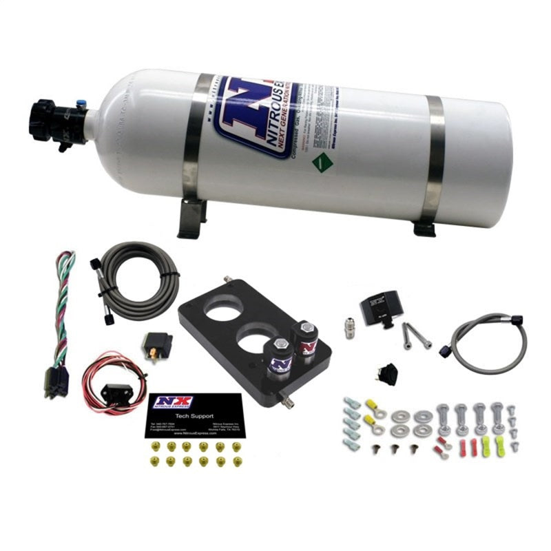 Nitrous Express 05-10 Ford Mustang 4.6L 3 Valve Nitrous Plate Kit (50-150HP) w/15lb Bottle-thumbmail-1