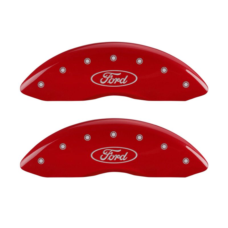 MGP 4 Caliper Covers Engraved Front & Rear Oval logo/Ford Red finish silver ch-thumbmail-2