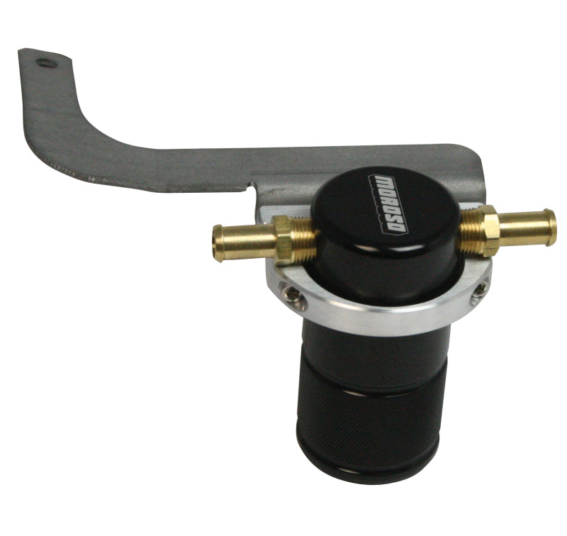 Moroso 95-99 BMW M3 Air/Oil Separator Catch Can - Small Body - Billet Aluminum - Black Finish-thumbmail-1
