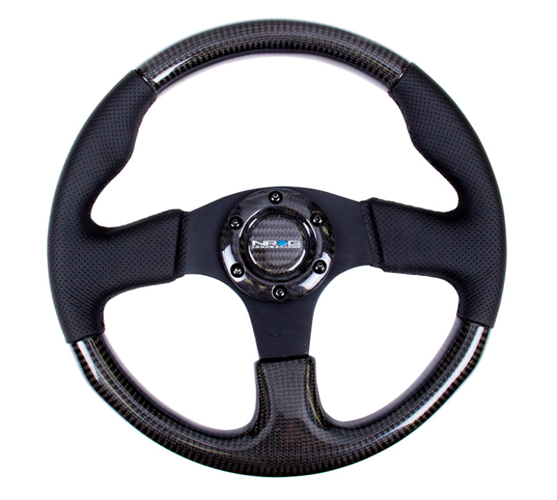 NRG Carbon Fiber Steering Wheel (315mm) Leather Trim w/Black Stitching-thumbmail-4