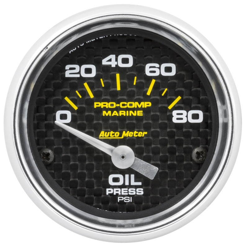Autometer Marine Carbon Fiber 2-1/16in 80 PSI Electric Oil Pressure Gauge-thumbmail-1