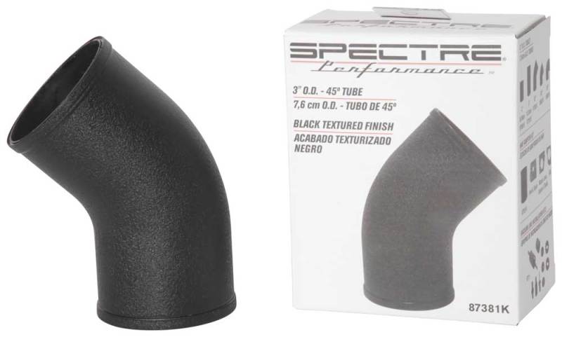 Spectre Universal Intake Elbow Tube (ABS) 3in. OD / 45 Degree - Black Textured Powdercoat-thumbmail-8