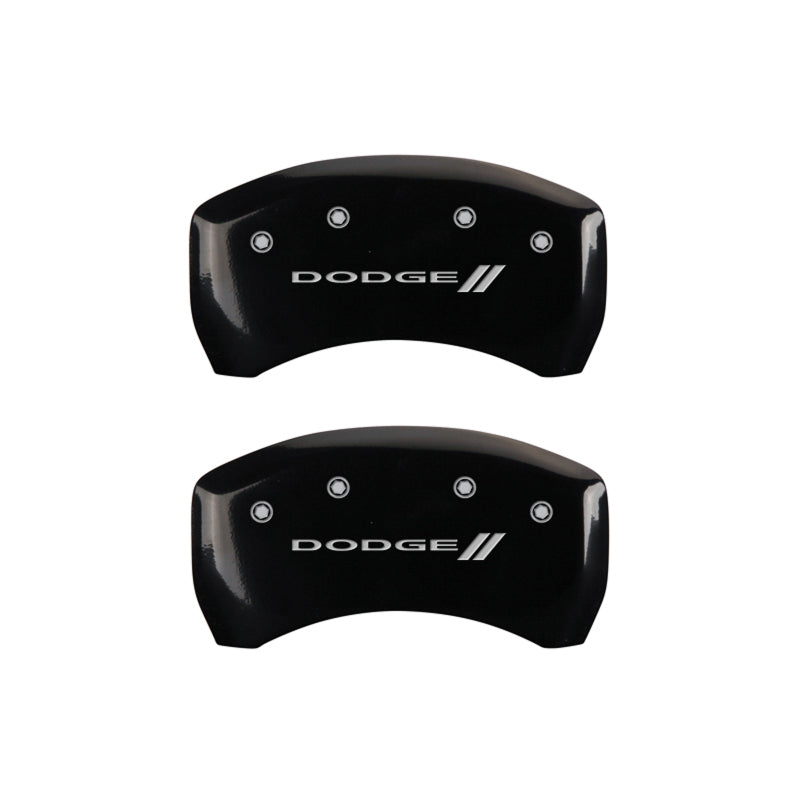 MGP 4 Caliper Covers Engraved Front & Rear With stripes/Dodge Black finish silver ch-thumbmail-5