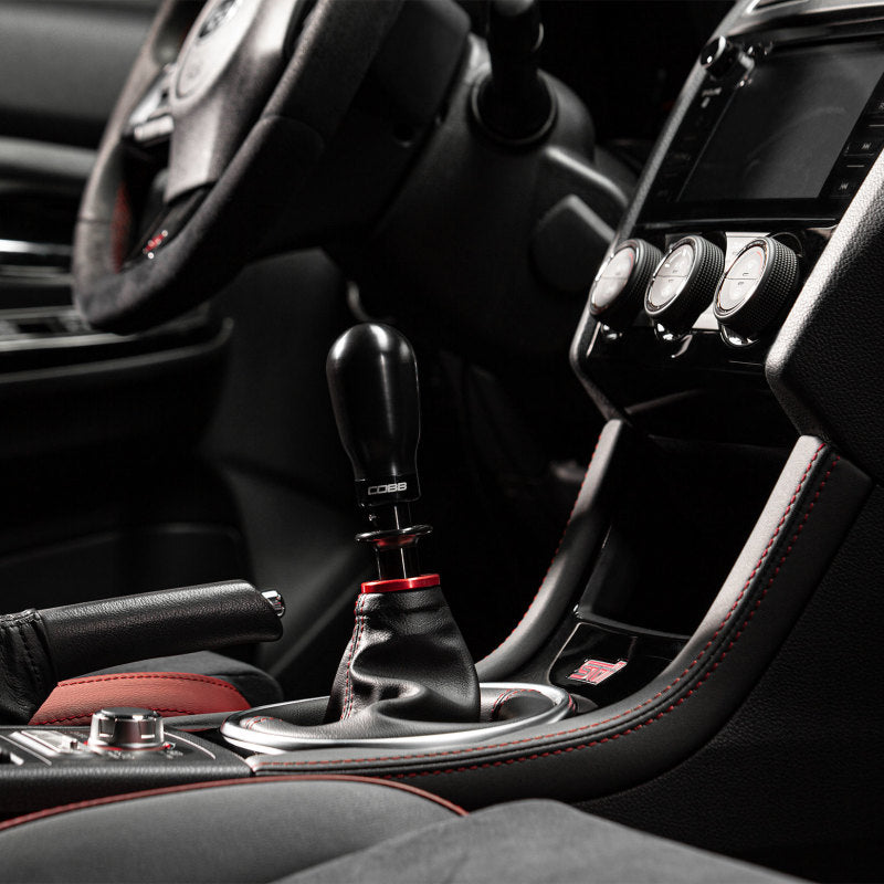 Cobb Subaru 6-Speed Tall Weighted COBB Shift Knob - Black (Incl. Both Red + Blk Collars)-thumbmail-5