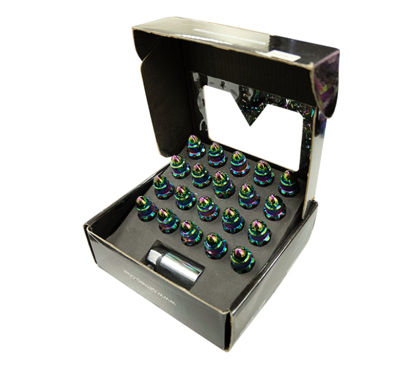NRG 500 Series M12 X 1.5 Bullet Shape Steel Lug Nut Set - 21 Pc w/Lock Key - Neochrome-thumbmail-8