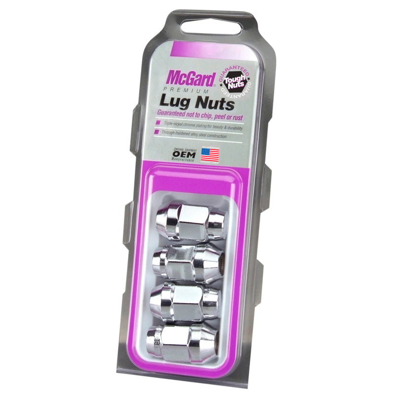 McGard Hex Lug Nut (Cone Seat Bulge Style) M12X1.25 / 3/4 Hex / 1.45in. Length (4-Pack) - Chrome-thumbmail-2
