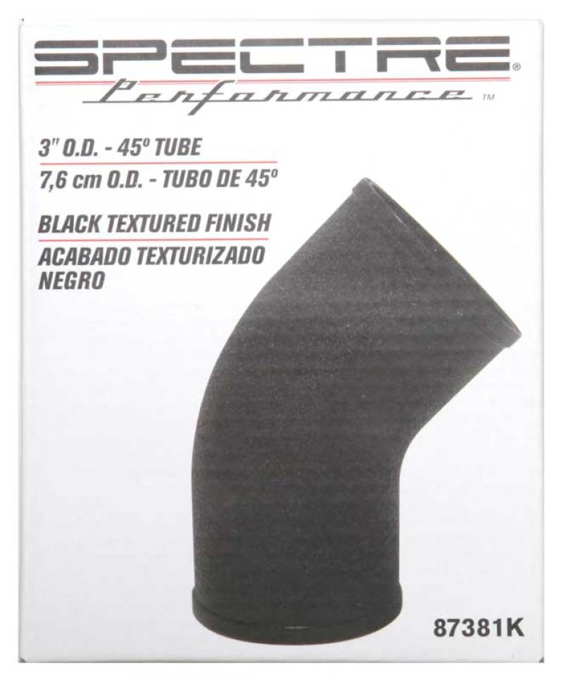 Spectre Universal Intake Elbow Tube (ABS) 3in. OD / 45 Degree - Black Textured Powdercoat-thumbmail-9