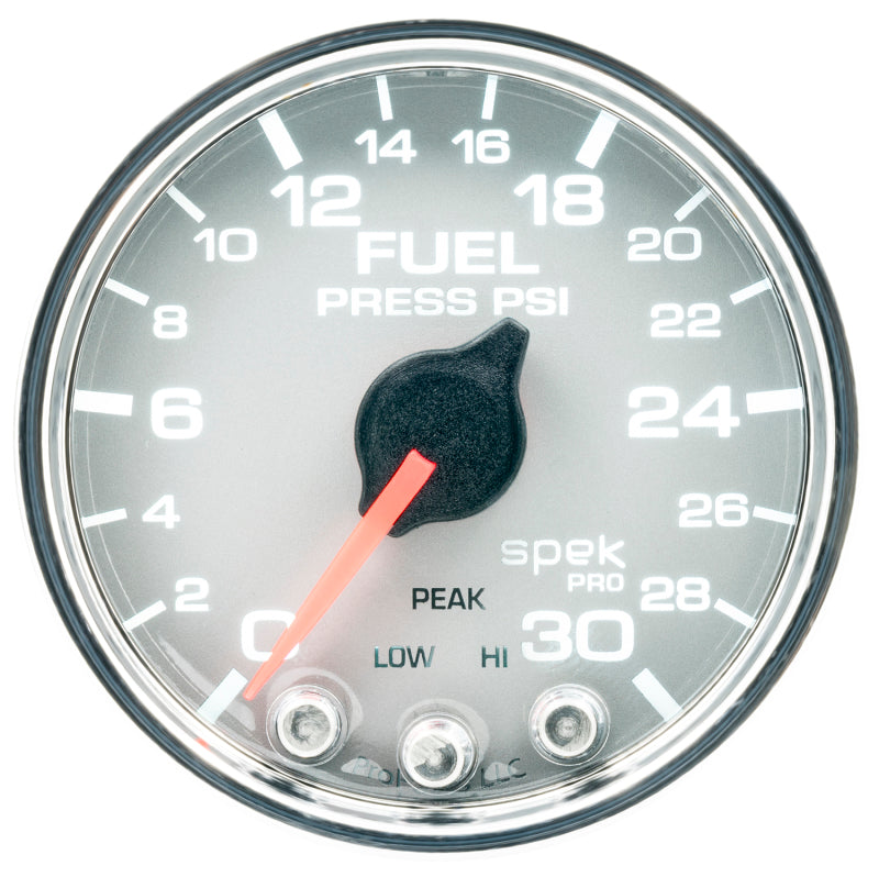 Autometer Spek-Pro Gauge Fuel Press 2 1/16in 30psi Stepper Motor W/Peak & Warn Slvr/Chrm-thumbmail-2