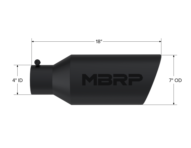 MBRP Universal Exhaust Tip 7in O.D. Rolled End 4in Inlet 18in Length - Black-thumbmail-4