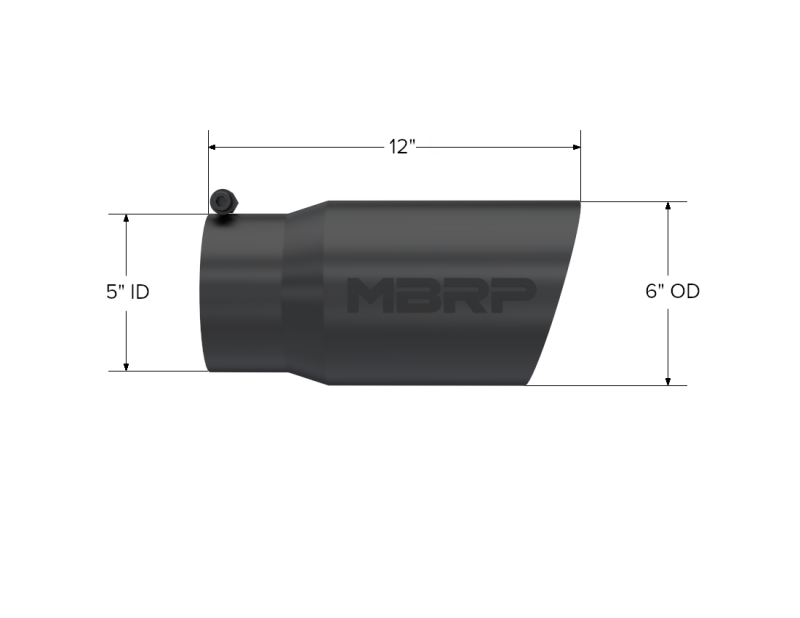 MBRP Universal Tip 6 O.D. Dual Wall Angled 5 inlet 12 length - Black Finish-thumbmail-3