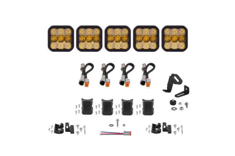 Diode Dynamics SS5 Sport Universal CrossLink 5-Pod Lightbar - Yellow Combo-thumbmail-1