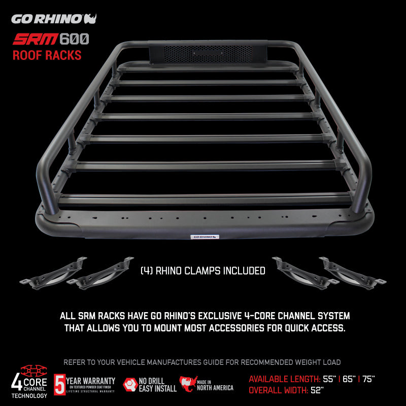 Go Rhino SRM 600 Basket Style Roof Rack 55in. - Tex. Blk-thumbmail-14