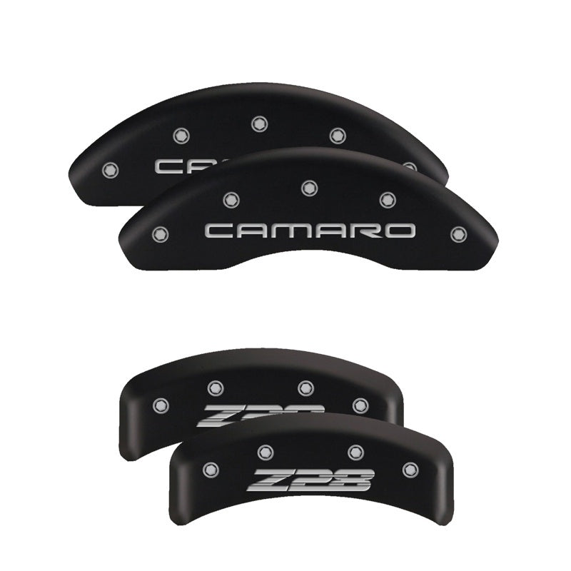 MGP 4 Caliper Covers Engraved Front Cursive/Challenger Engraved Rear RT Black finish silver ch-thumbmail-3