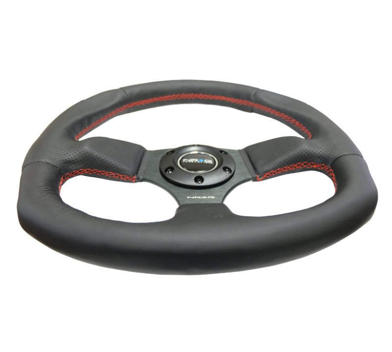 NRG Reinforced Steering Wheel (320mm Horizontal / 330mm Vertical) Leather w/Red Stitching-thumbmail-3