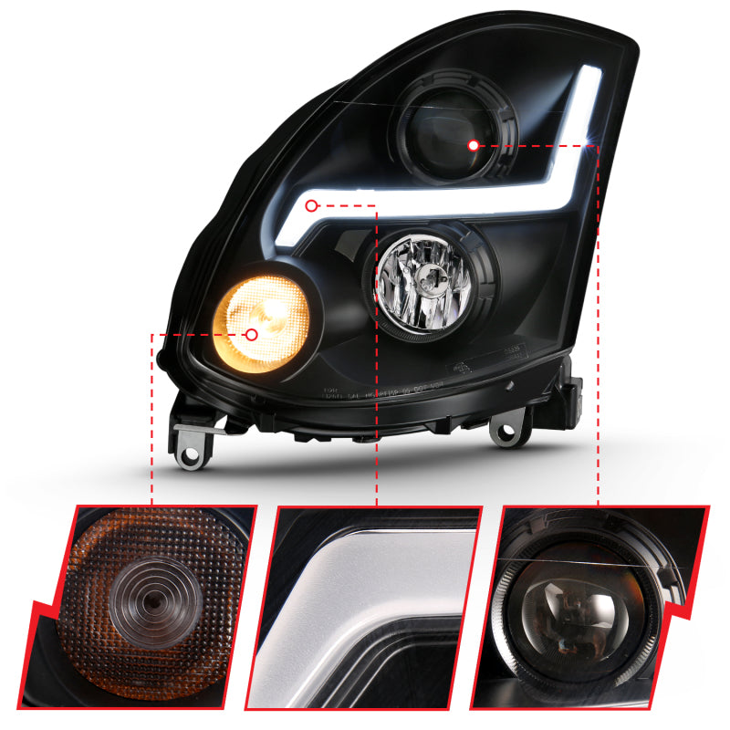 ANZO 2003-2007 Infiniti G35 Projector Headlight Plank Style Black (HID Compatible, No HID Kit )-thumbmail-10