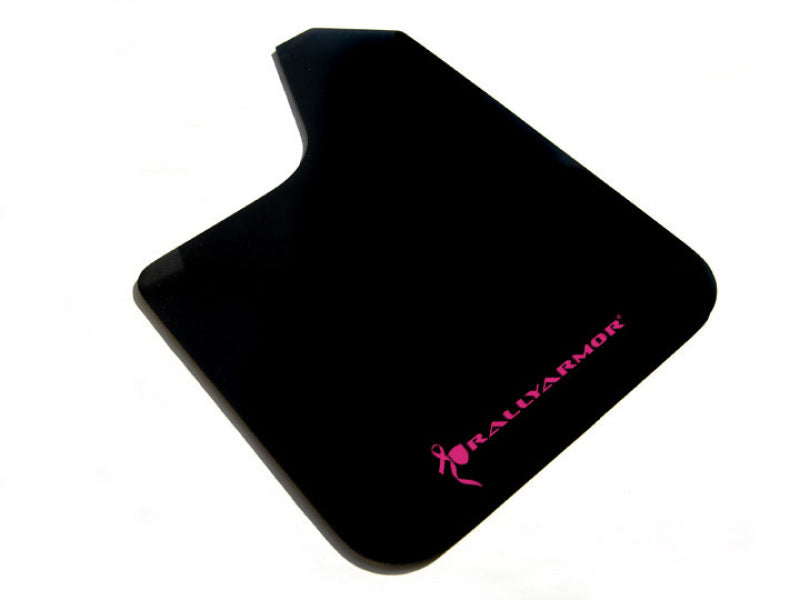 Rally Armor Universal Fit (No Hardware) Basic Black Mud Flap w/ Pink Logo-thumbmail-1