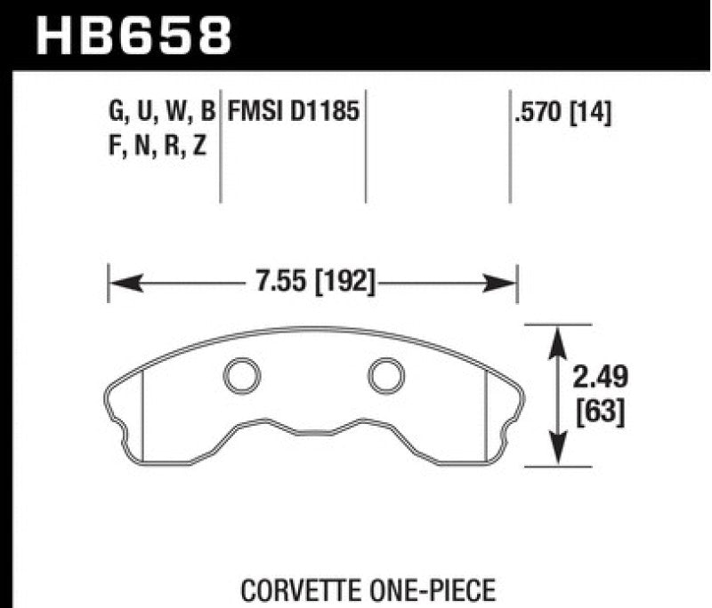 Hawk 2010-2013 Chevy Corvette Grand Sport (One-Piece Pads) ER-1 Motorsports Front Brake Pads-thumbmail-3