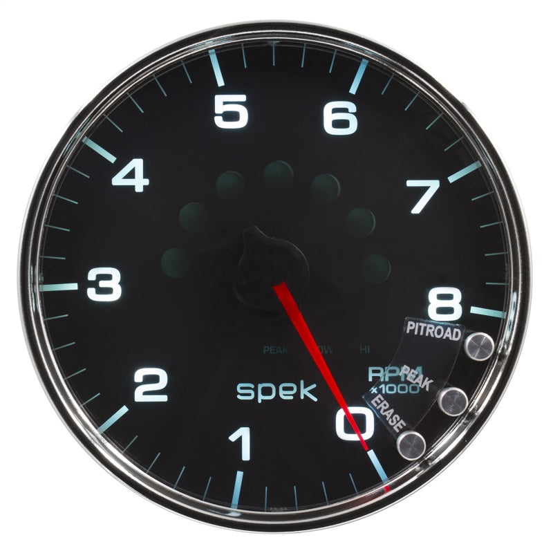 Autometer Spek-Pro Gauge Tachometer 5in 8K Rpm W/Shift Light & Peak Mem Black/Chrome-thumbmail-2