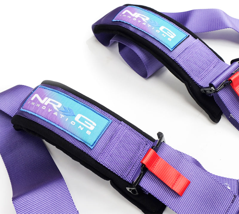NRG SFI 16.1 5Pt 3 Inch Seat Belt Harness with Pads / Cam Lock - Purple-thumbmail-2