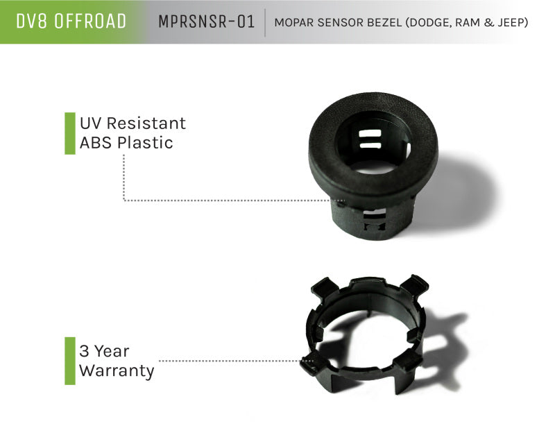 DV8 Offroad Jeep/Dodge/RAM Front Bezel & Rear Clip Replacement Kit for MOPAR Sensors - Set of 4-thumbmail-6