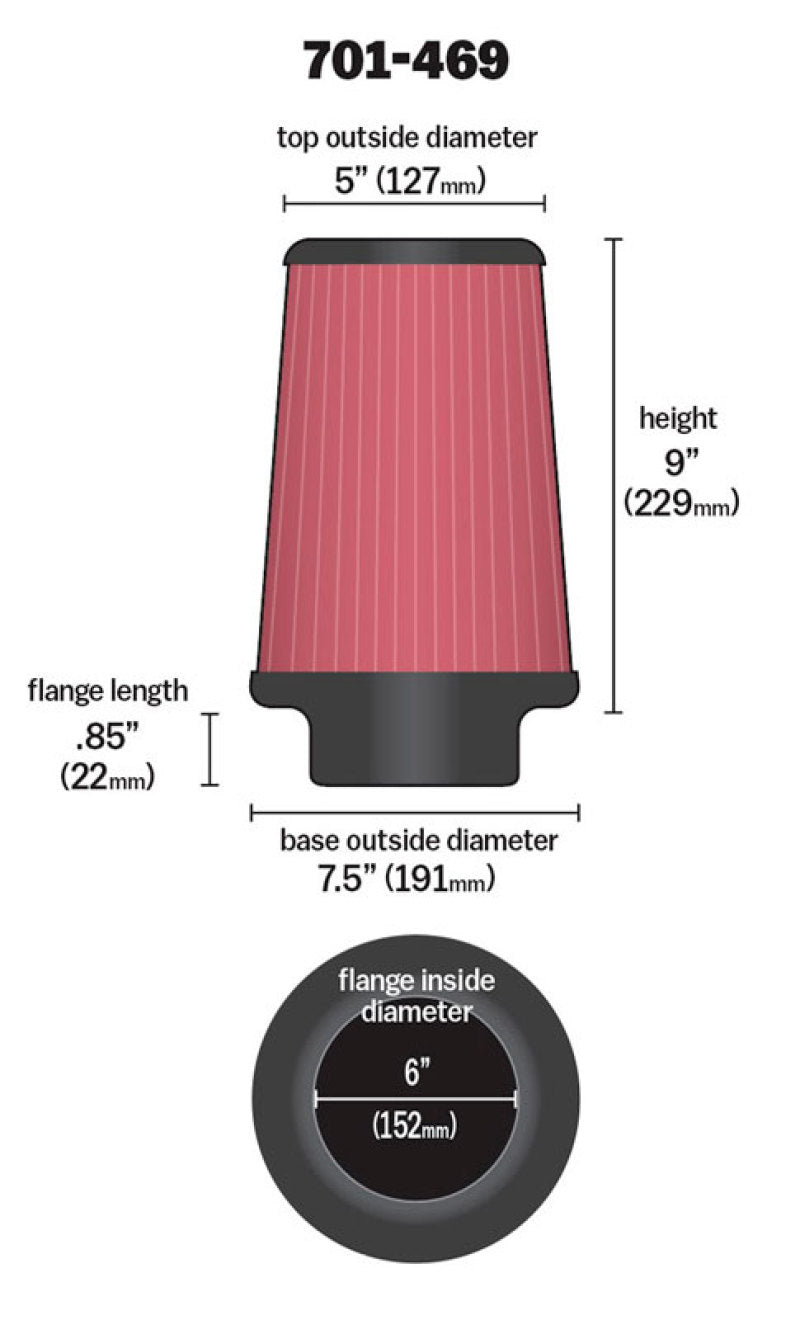 Airaid Universal Air Filter - Cone 6 x 7 1/4 x 5 x 9-thumbmail-18