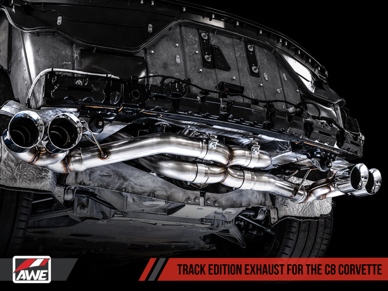 AWE Tuning 2020 Chevrolet Corvette (C8) Track Edition Exhaust - Quad Diamond Black Tips-thumbmail-12