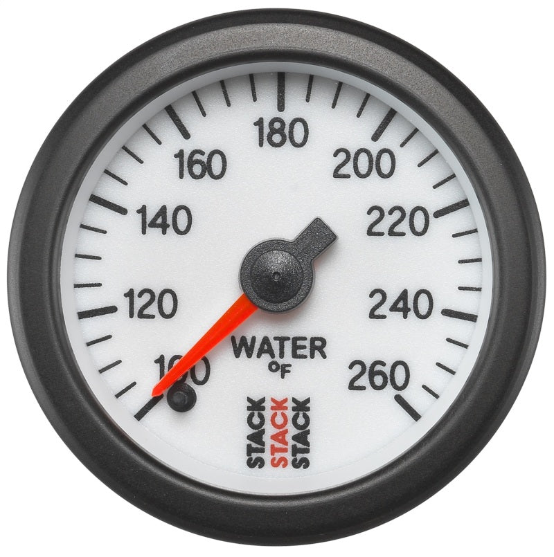 Autometer Stack 52mm 100-260 Deg F 1/8in NPTF Male Pro Stepper Motor Water Temp Gauge - White-thumbmail-1
