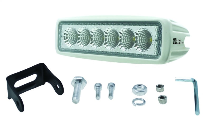 Hella Value Fit Mini Flush Mount 7.7in - 18W White Housing Flood Beam LED Light Bar-thumbmail-14