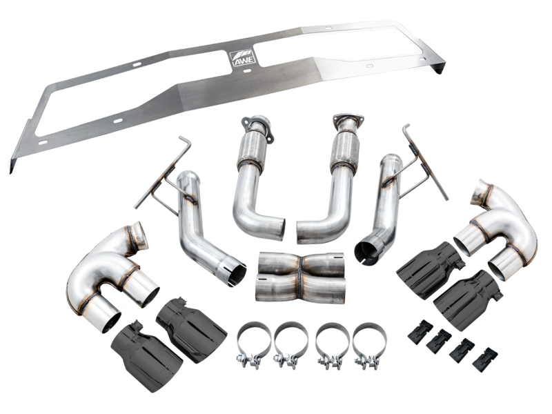 AWE Tuning 2020 Chevrolet Corvette (C8) Track Edition Exhaust - Quad Diamond Black Tips-thumbmail-13