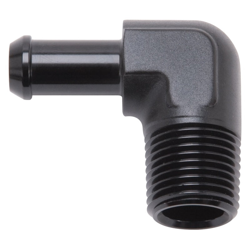 Edelbrock Hose End 90-Deg 1/2In NPT to 3/8In Barb Black Anodize-thumbmail-2