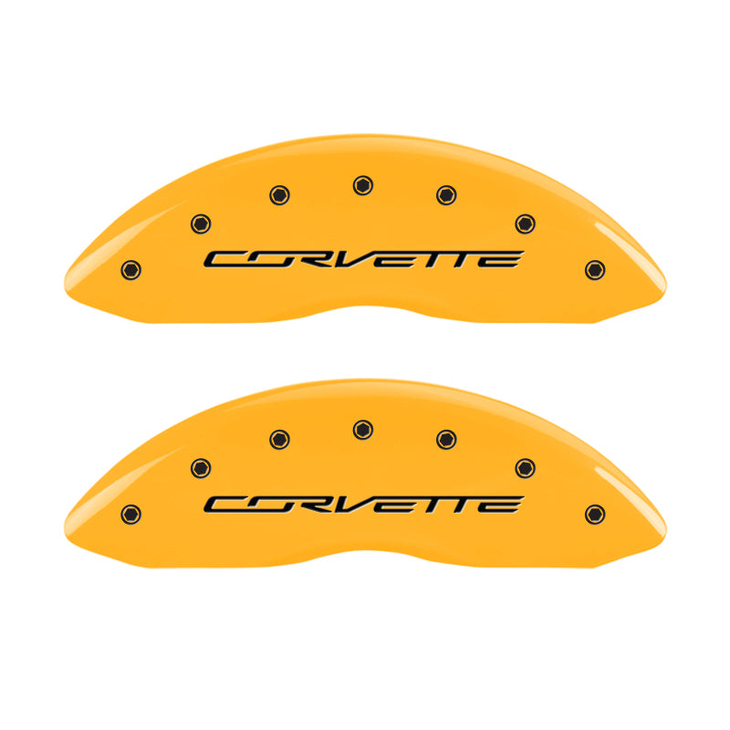 MGP 4 Caliper Covers Engraved Front & Rear C7/Corvette Yellow finish black ch-thumbmail-2