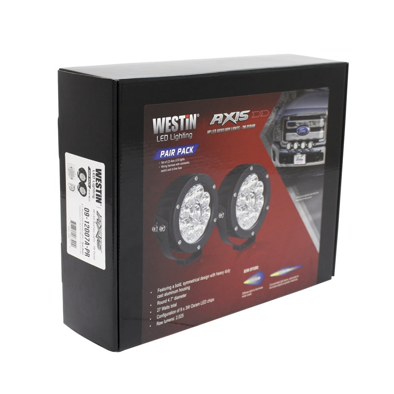 Westin Axis LED Auxiliary Light 4.75 inch Round Spot w/3W Osram (Set of 2) - Black-thumbmail-9