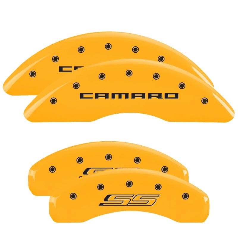 MGP 4 Caliper Covers Engraved Front Gen 5/Camaro Engraved Rear Gen 5/SS Yellow finish black ch-thumbmail-2