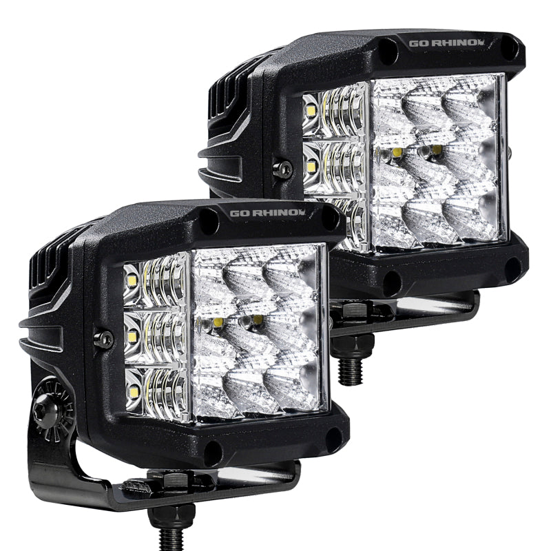 Go Rhino Xplor Bright Series Sideline Cube LED Flood Light Kit (Surface Mount) 4x3 - Blk (Pair)-thumbmail-4