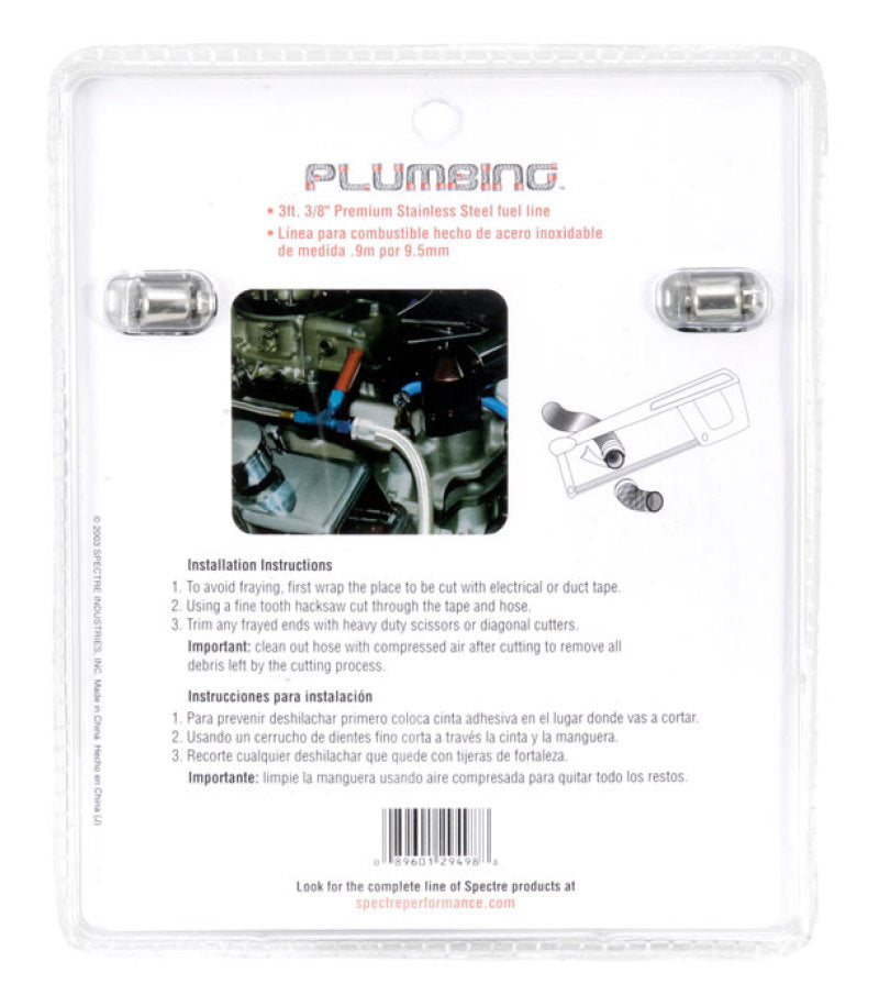 Spectre Stainless Steel Flex Fuel Line 3/8in. ID - 3ft. w/Chrome Clamps-thumbmail-12
