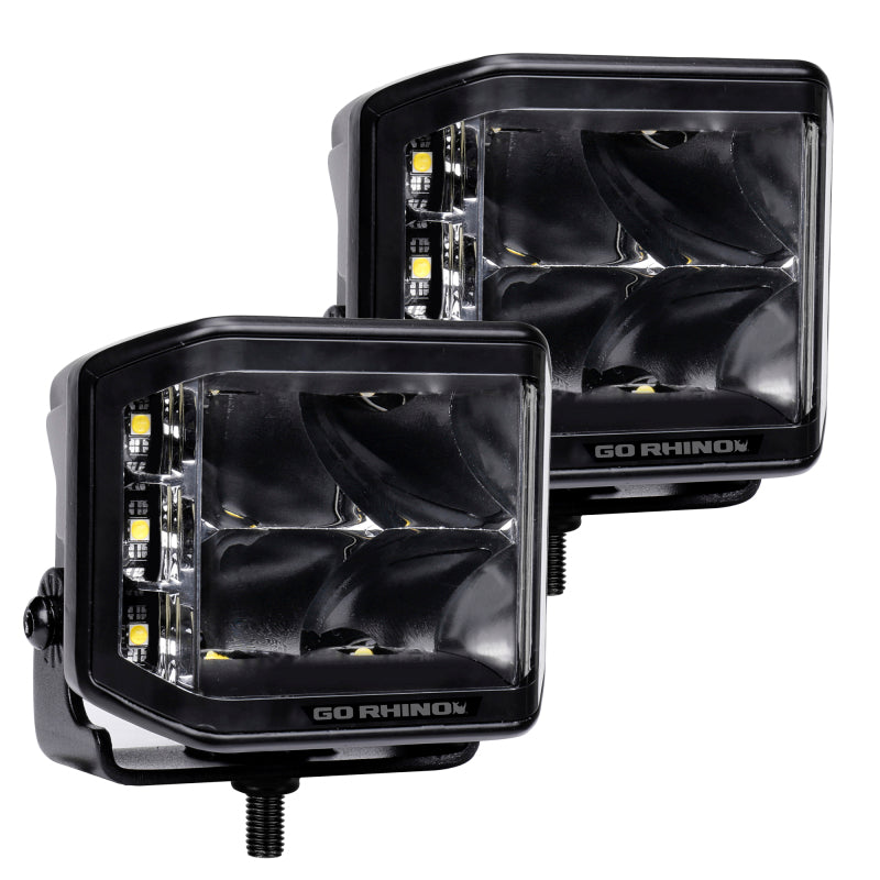 Go Rhino Xplor Blackout Series Cube LED Sideline Spot Light Kit (Surface Mount) 4x3 - Blk (Pair)-thumbmail-12