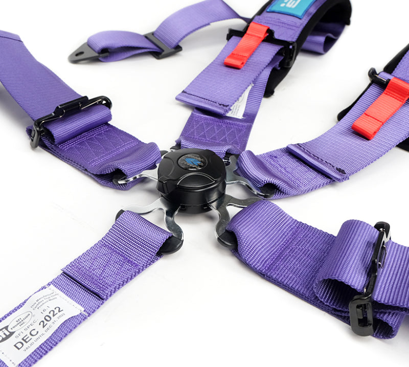 NRG SFI 16.1 5Pt 3 Inch Seat Belt Harness with Pads / Cam Lock - Purple-thumbmail-3