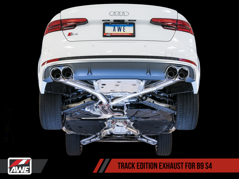 AWE Tuning Audi B9 S4 Track Edition Exhaust - Non-Resonated (Black 102mm Tips)-thumbmail-4