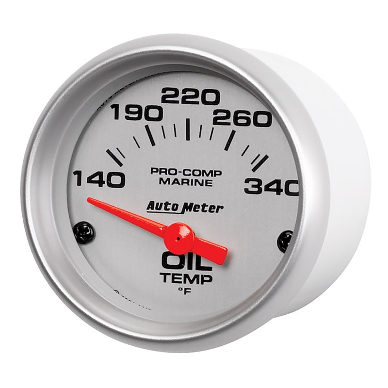 Autometer Marine Silver Ultra-Lite 2-1/16in Electric Oil Temperature Gauge 140-300 Deg F-thumbmail-2