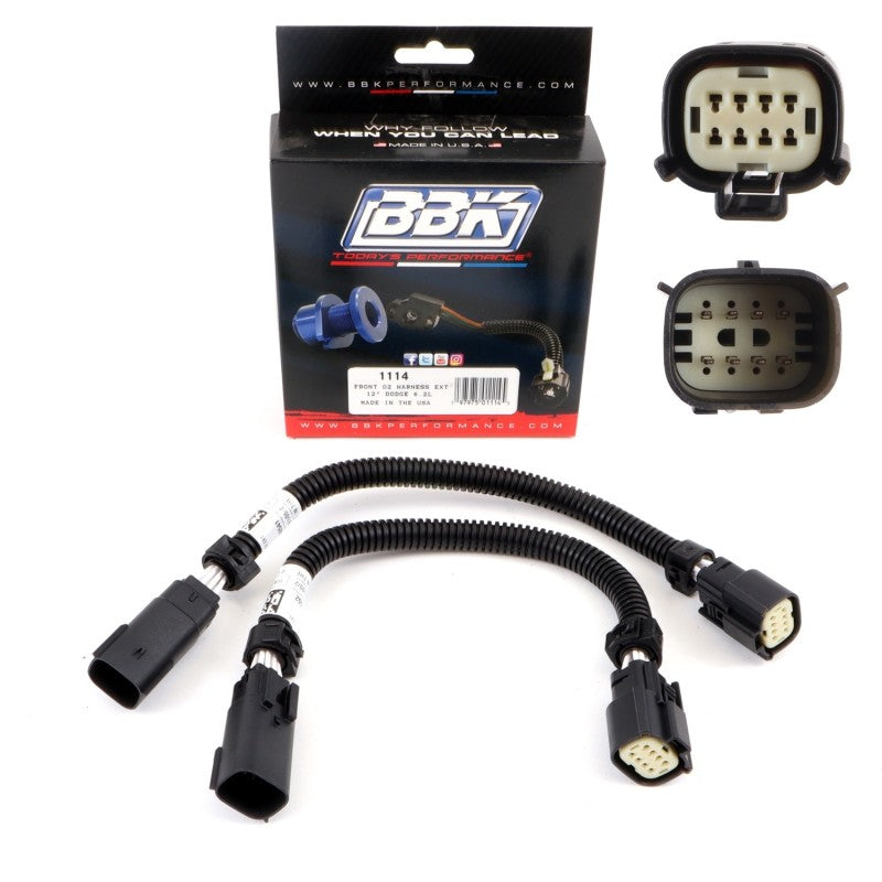 BBK 05-20 Dodge Hellcat 6.2L 6 Pin Front O2 Sensor Wire Harness Extensions 12 (pair)-thumbmail-2