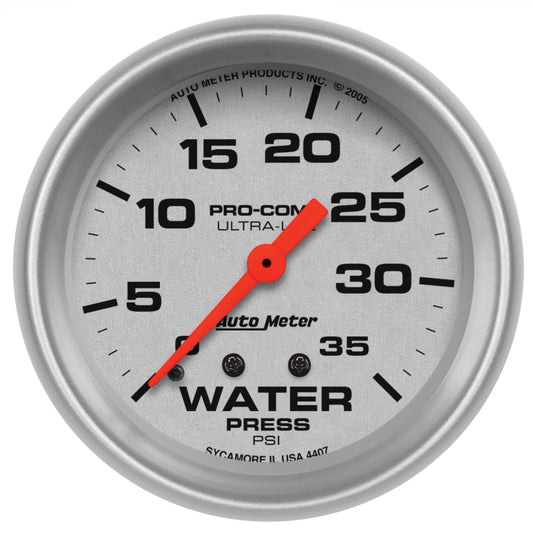 Autometer 66.7mm 35 PSI Mechanical Water Pressure Gauge
