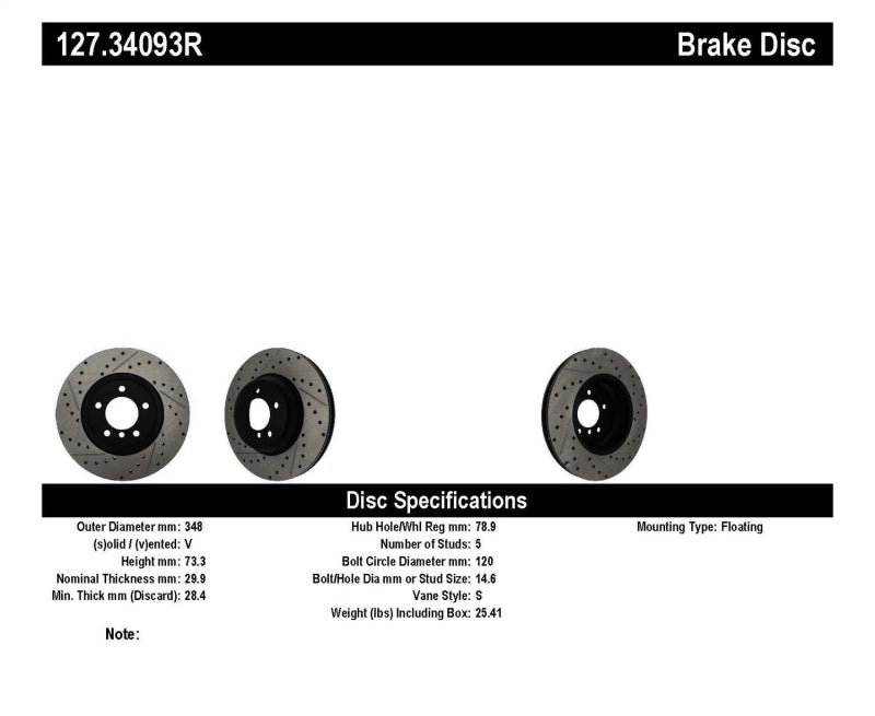 StopTech 07-09 BMW 335 (E90/E92/E93) Slotted & Drilled Right Front Rotor-thumbmail-3