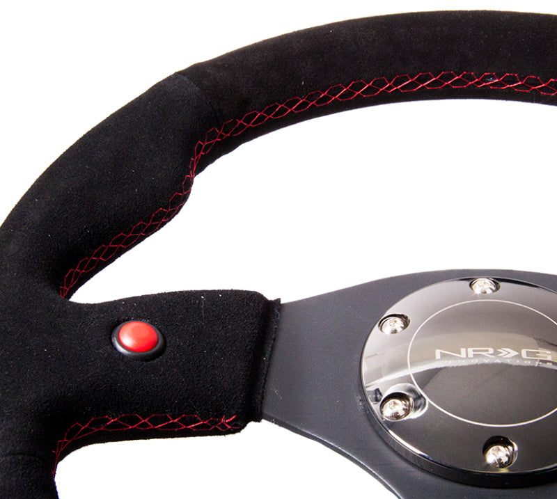 NRG Reinforced Steering Wheel (320mm) Blk Suede w/Dual Buttons-thumbmail-2