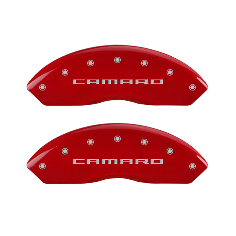 MGP 4 Caliper Covers Engraved Front & Rear Gen 5/Camaro Red finish silver ch-thumbmail-3